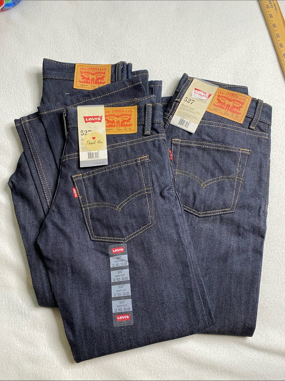 Bundle a lot of three boys size 26x26 12 regular Levi's 527 boot cut jeans new